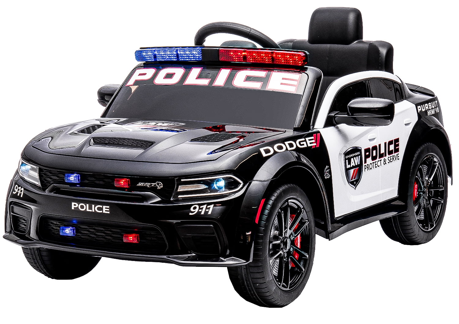 BATE 12V Kids Ride on Police Car, Licensed Dodge Charger Electric