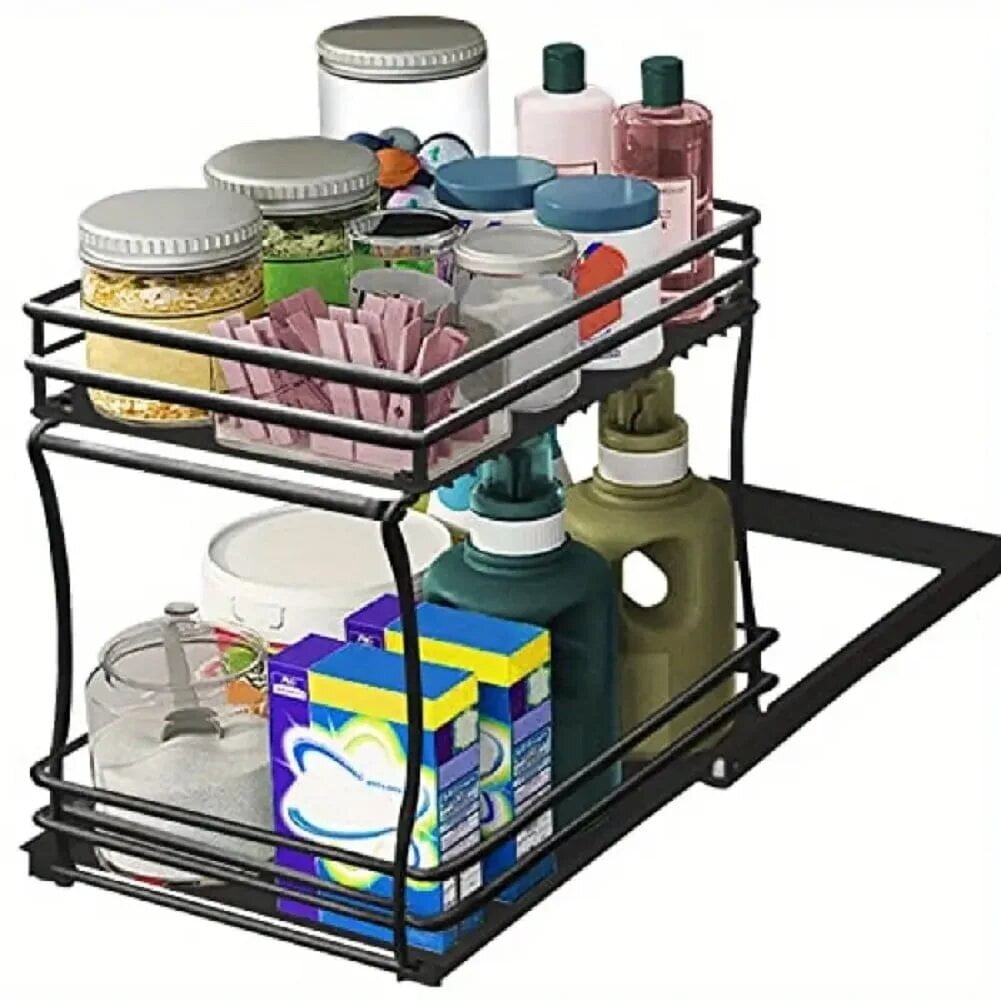 HONGLONG Under Sink Organizer,Pull Out Cabinet Organizer, Under Sliding ...