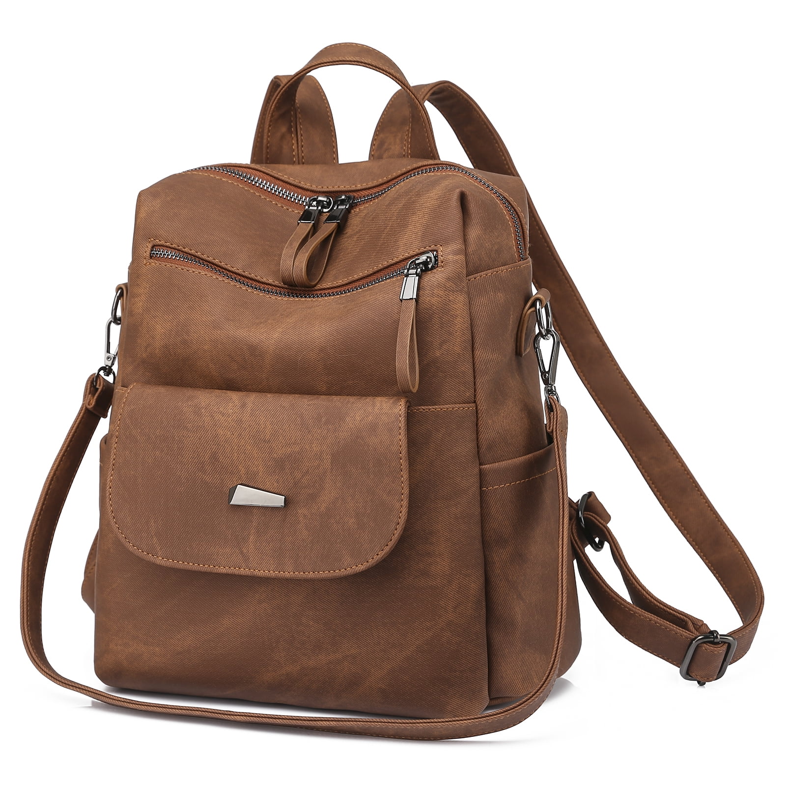 BATE Backpack Purse for Womens, Waterproof PU Leather Travel Backpacks  Handbags, Ladies Casual Shoulder Bags Brown