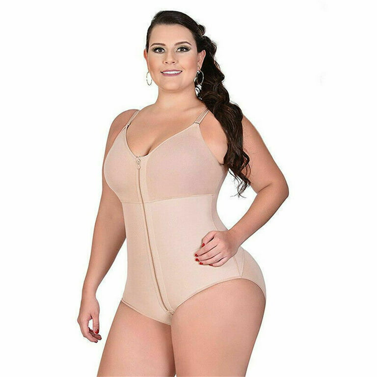 BATE Plus Size Shapewear Women Tummy Control Fajas Colombianas Body Shaper  Zipped Camisole Bodysuit