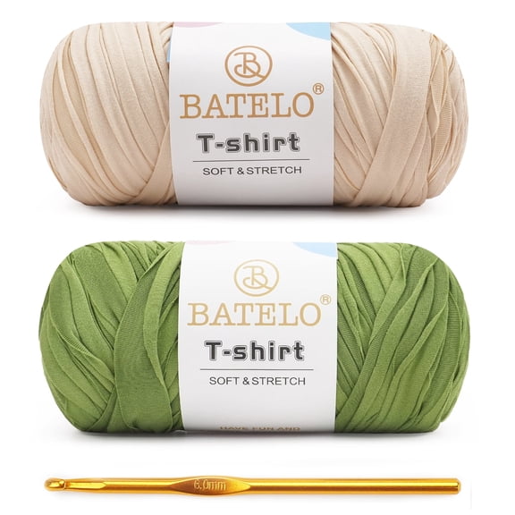 BATELO 2 Pack T-Shirt Yarn Crochet Yarn for Beginner Crochet Bags/Basket/Coaster,Tshirt Yarn 400g/144yds High Elastic Thick Yarn Polyester Fabric(Purple)