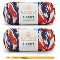 thumbnail image 1 of BATELO 2 Pack T-Shirt Yarn for Beginner Crochet Bags/Basket/Coaster, 400g/144yds High Elastic Thick Polyester Fabric (Americana), 1 of 7