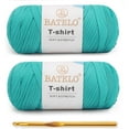 thumbnail image 1 of BATELO 2 Pack T-Shirt Yarn for Beginner Crochet Bags/Basket/Coaster, 400g/144yds High Elastic Thick Polyester Fabric (Blue Jadeite), 1 of 7