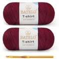 thumbnail image 1 of BATELO 2 Pack T-Shirt Yarn for Beginner Crochet Bags/Basket/Coaster, 400g/144yds High Elastic Thick Polyester Fabric (Wine Red), 1 of 7