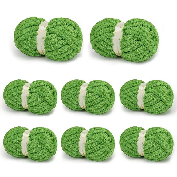 BATELO 8 Skein Chunky Yarn for Hand Knitting, Big Blanket Yarn Jumbo, Soft Chenille Yarn Bulky, 0.5lb/25yds, Green Tea