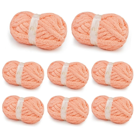 BATELO 8 Skein Chunky Yarn for Hand Knitting, Big Blanket Yarn Jumbo, Soft Chenille Yarn Bulky, 0.5lb/25yds, Salmon