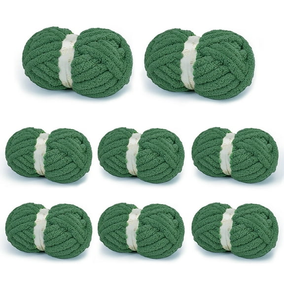 BATELO 8 Skein Chunky Yarn for Hand Knitting, Big Blanket Yarn Jumbo, Soft Chenille Yarn Bulky, 0.5lb/25yds, Smoke Pine