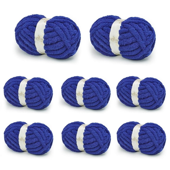 BATELO 8 Skein Chunky Yarn for Hand Knitting, Big Blanket Yarn Jumbo, Soft Chenille Yarn Bulky, 0.5lb/25yds, Sodalite Blue