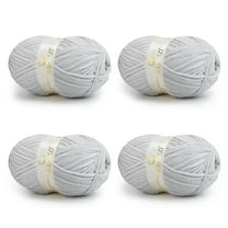 BATELO Chenille Yarn for Crocheting & Knitting 880 Yards, Soft Thick Fluffy Bulky Blanket Yarn, 4 Pack of 10.5oz(Blue Gray)