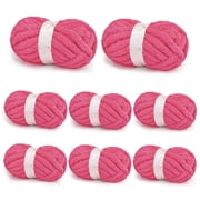 BATELO Chunky Yarn for Hand Knitting, Chunky Chenille Blanket Yarn for Crocheting, Bulky Soft Fluffy Chenille for Blanket Project, 8 Pack of 8oz/25yds, Hot Pink