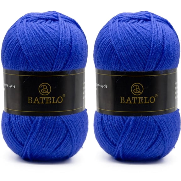 BATELO Crochet Acrylic Yarn 560 Yards, 2 Pack 150g/5.3oz Each, 3 Light Worsted Yarn for Crocheting & Knitting(Blue)