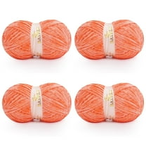 BATELO Velvet Chenille Yarn for Crocheting & Knitting 1440 Yards, Soft Thick Fluffy Bulky Blanket Yarn, 4 Pack of 10.5oz (Coral Red)