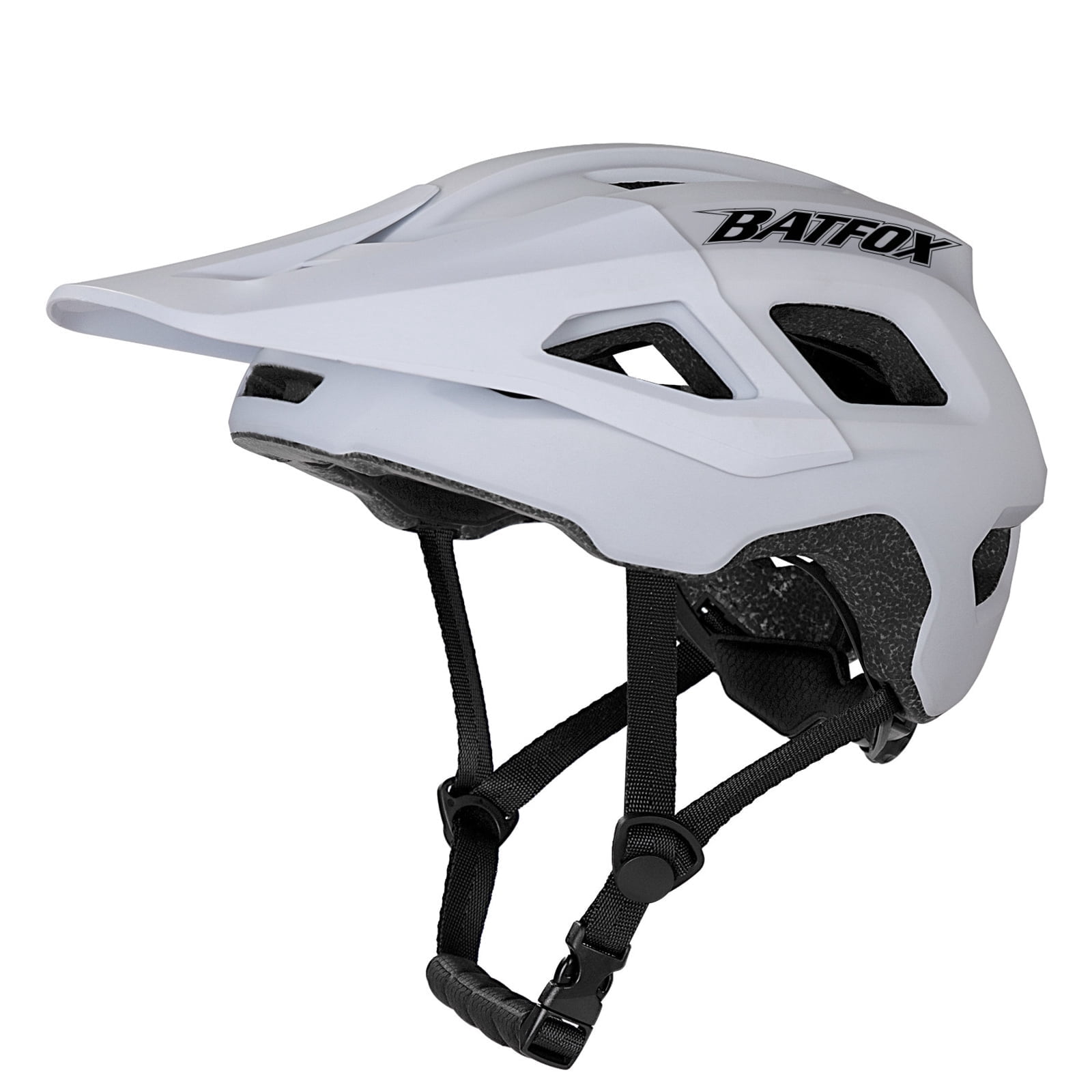BATFOX Adult Bike Helmet Mountain MTB E-bike Helmet Lightweight Ventilated Bicycle Helmet for Men Women Adjustable（M,White)