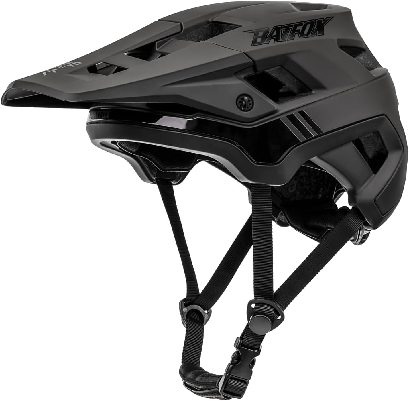 BATFOX MTB Helmet for Adults Men & Women, Adjustable Mountain Bike Helmet for Trail & E-Bike (Black,L)