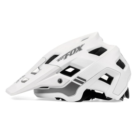 BATFOX Mountain Bike Helmet for Adults Men Women MTB Cycling Helmet with Removable Visor (22.4-23.6in, White, L)