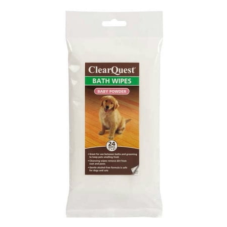 BATH WIPES for DOGS & CATS - Keep Your Pet Smelling Fresh Between Grooming Baths (Baby Powder,2 Packages)
