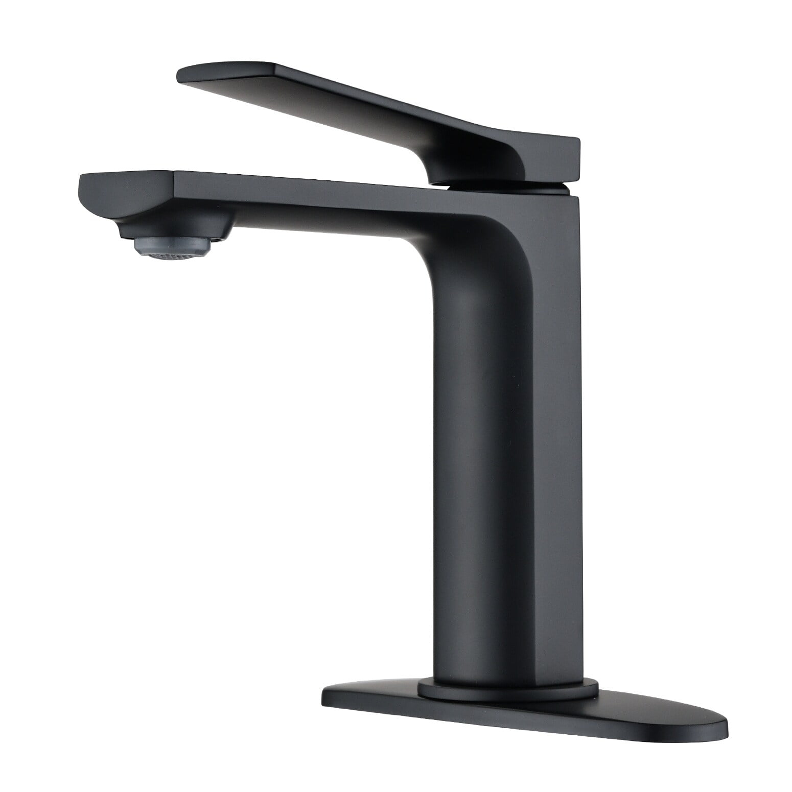 Matte Black Modern Vessel Sink Faucet with Deck Plate