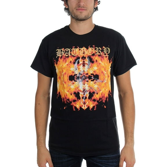 BATHORY Band Hordes Distressed Goat Logo In Flames T-Shirt 2XL