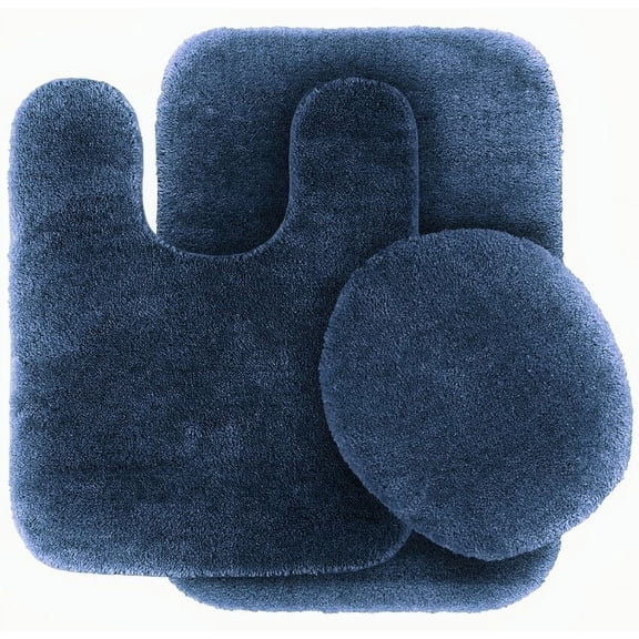 BATHROOM COLLECTION #5 NAVY CLEARANCE LAST CHANCE SALE COUNTRY DESIGN SOLID COLOR 3PC SET WITH LID COVER ANTI-SLIP