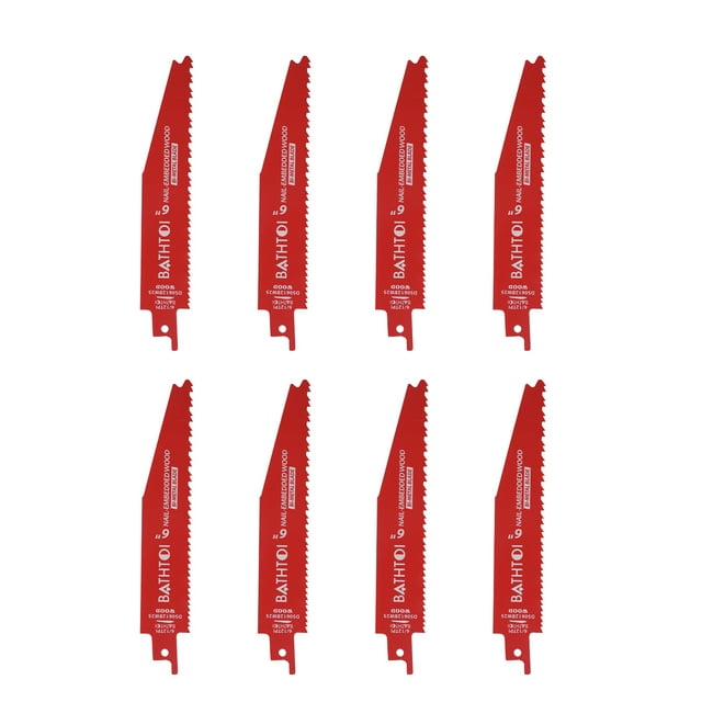 BATHTOI 8 Pack 6 inch 6/12 Tpi Reciprocating Saw Blades for Wood and Nail-Embedded Wood Cutting