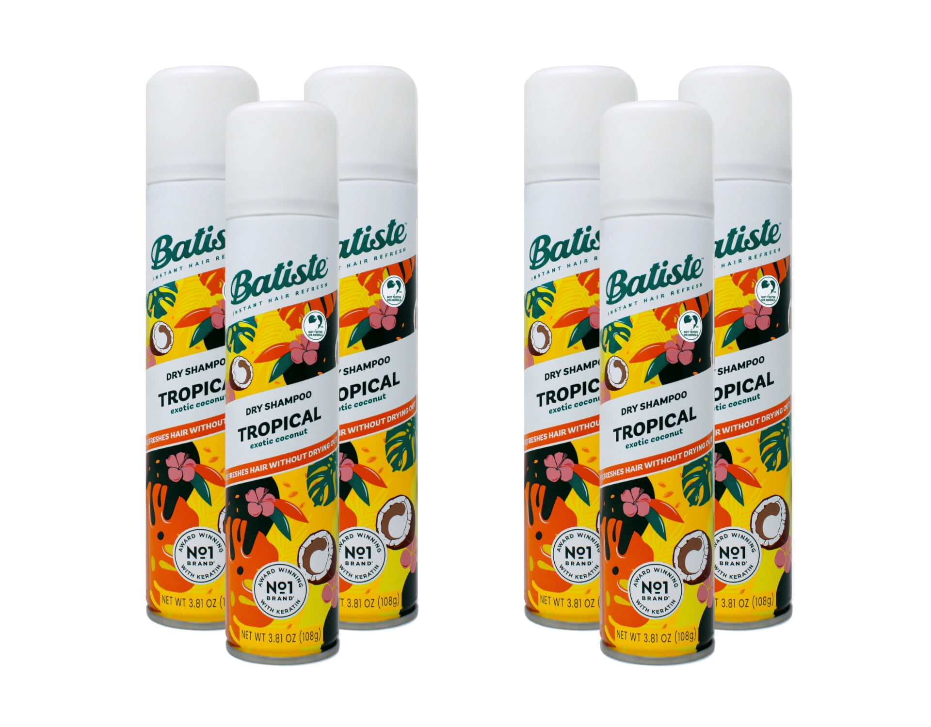 6 Pack Batiste Dry Shampoo Tropical Exotic Coconut 3.81 oz