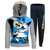 BATMAN Boys Pants Set with Pullover Hoodie, 2-Piece Fleece Hoodie and Jogger Pants Set for Boys (Size 8-10)