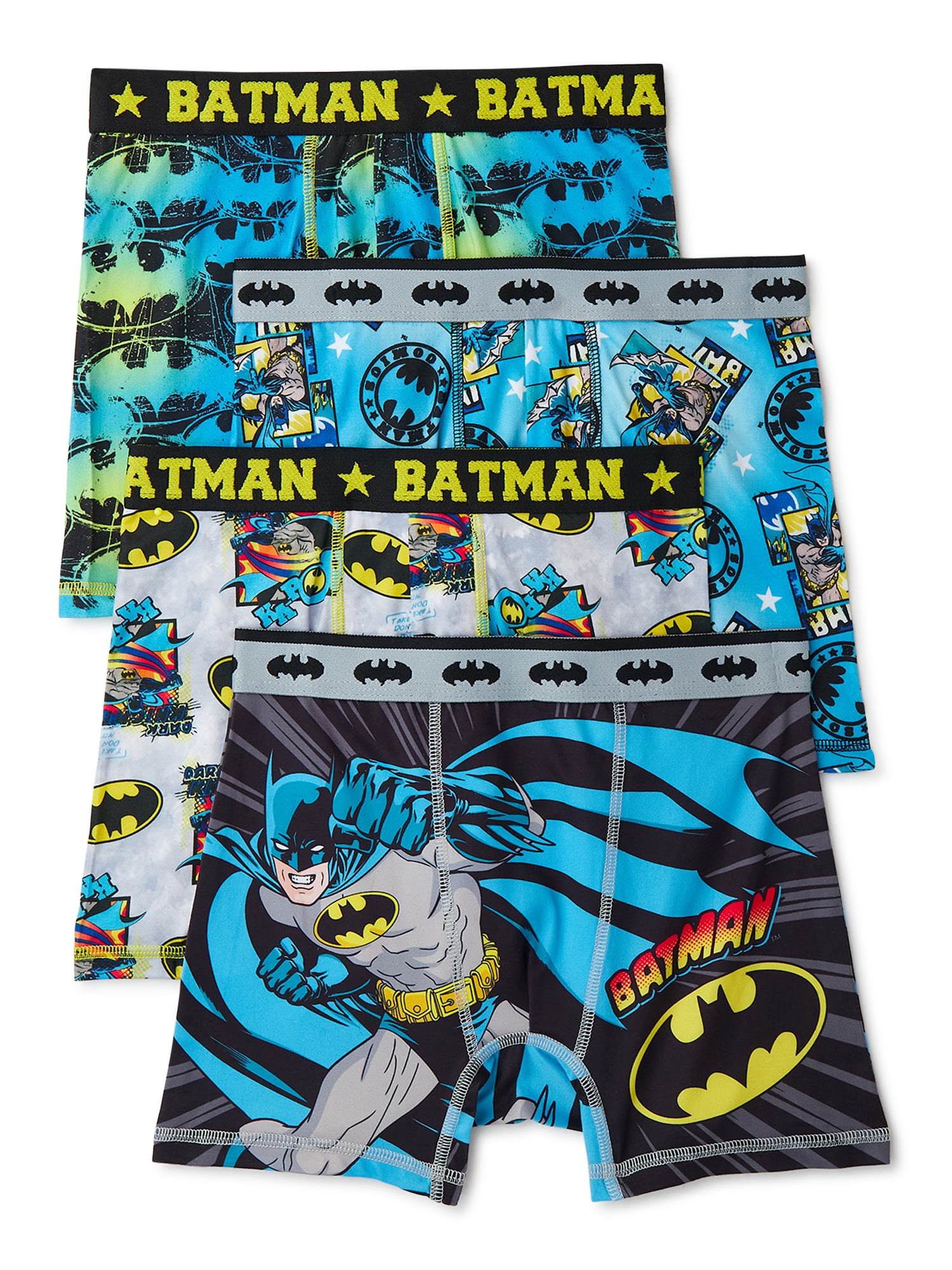 BATMAN Youth Boy's All Over Print 4 Pack Boxer Briefs, XS-XL