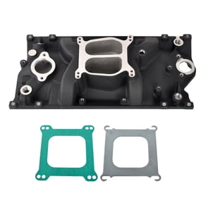 BATONECO Intake Manifold Aluminum Dual Plane Intake Manifold Compatible with SBC Small Block Vortec 350 1996-2002 Black