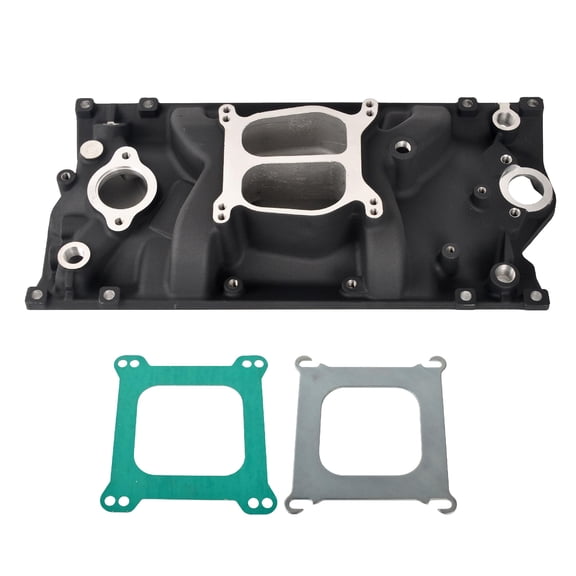 BATONECO Intake Manifold Aluminum Dual Plane Intake Manifold Compatible with SBC Small Block Vortec 350 1996-2002 Black