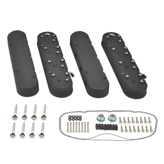 BATONECO LS Cast Aluminum Tall Valve Covers w/ Coil Mounts Valve Cover for Chevy Small Block SB V8 293 325 376 427 Black