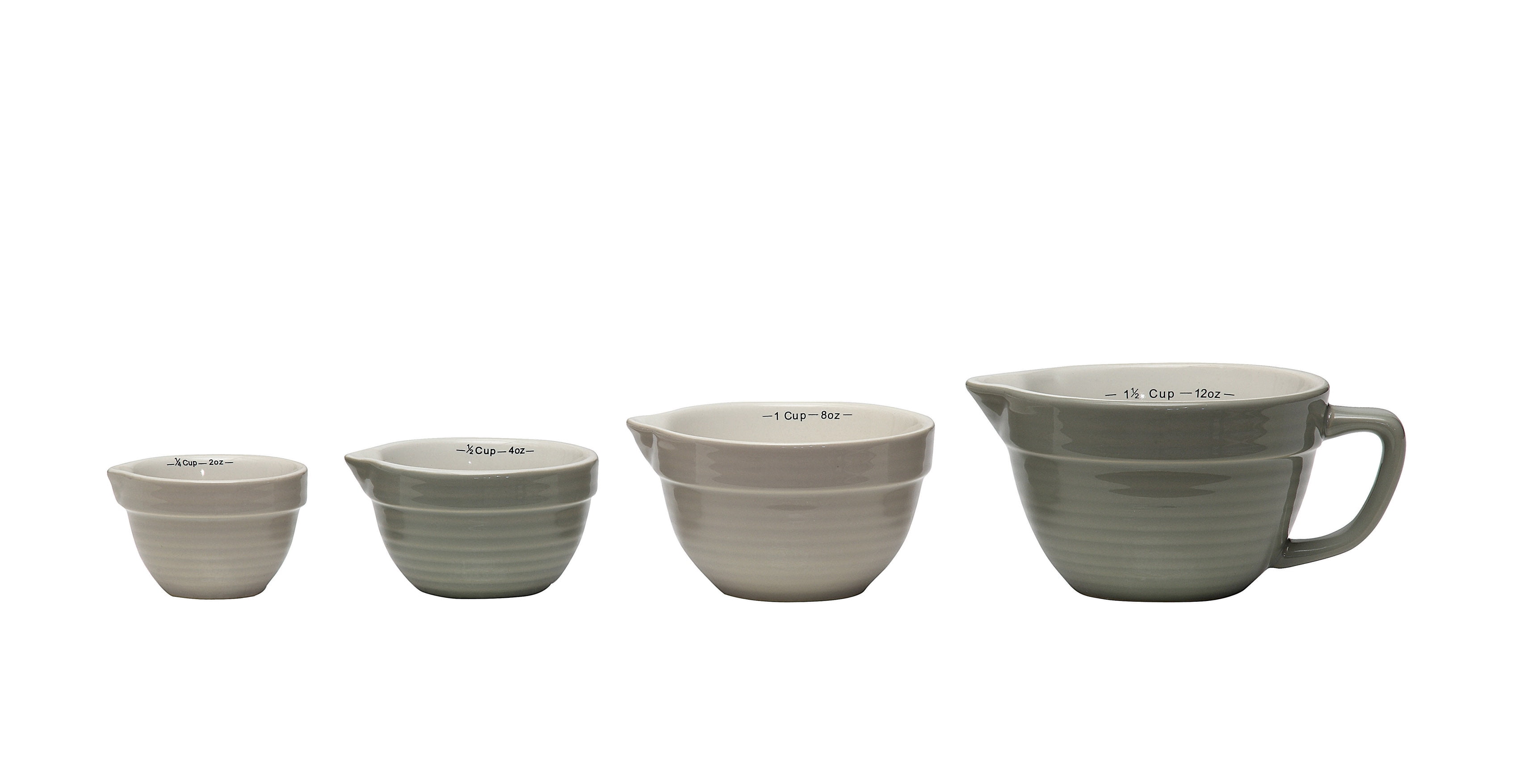 Grey Stoneware Batter Bowl Shaped Measuring Cups Set of 4