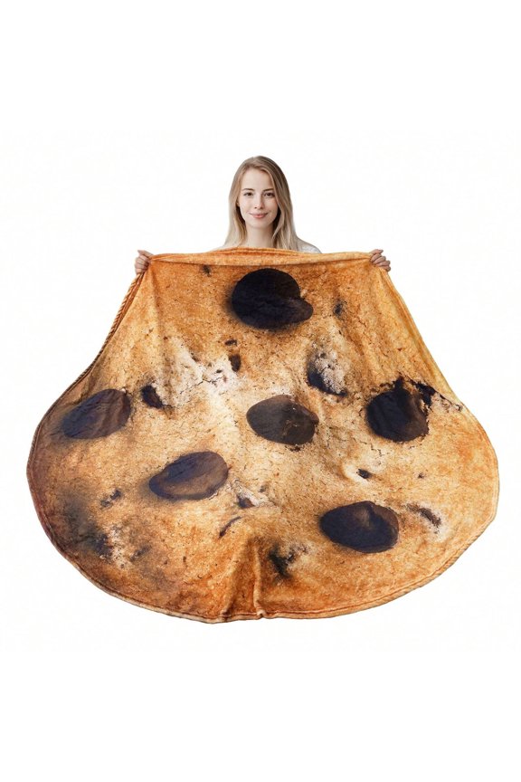 Soft Cozy Flannel Round Blanket ,Chocolate Chip Cookie Blanket for Adult and Kids Gifts ,59"