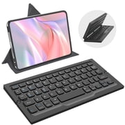 BATTOP Foldable Bluetooth Keyboard with Protective Stand Case, Portable Wireless Keyboard, Compatible for Tablet, Smartphone, LaptopBlack
