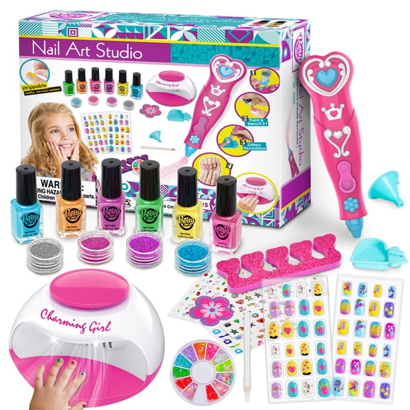 BATTOP Kids Nail Polish Set, Birthday Gifts for Girls Age 6-12, Quick Dry Peel Off, Safe Non-Toxic Beauty Set, Girls Nail Salon Games