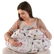 BATTOP Nursing Pillow for Breastfeeding,Plus Size Breastfeeding Pillow for More Support for Mom,With Removable Cover Adjustable Waist Strap,Feeding Pillow