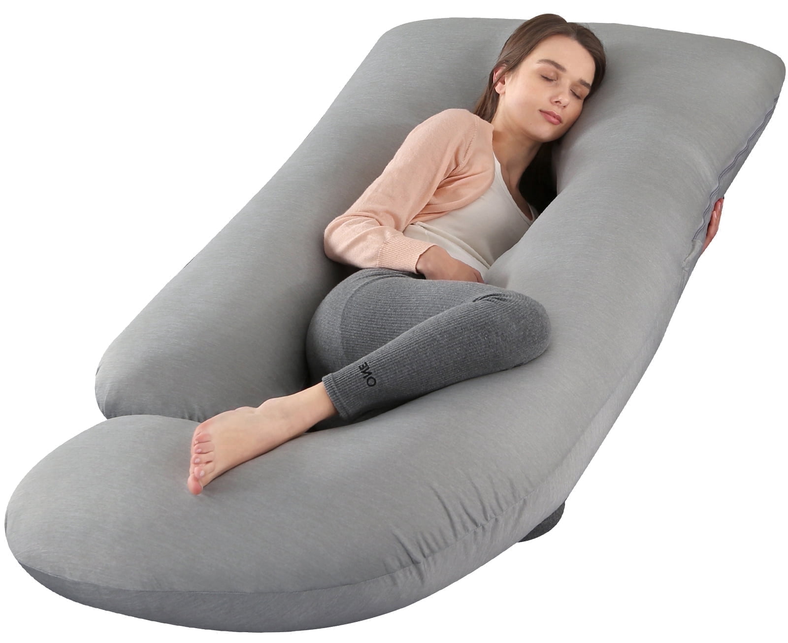 BATTOP Pregnancy Pillow for Sleeping with Cooling Cover, Support for Head,Back,Legs,Belly,Hips, 57 in, Maternity Pillow with Removable Washable Cover