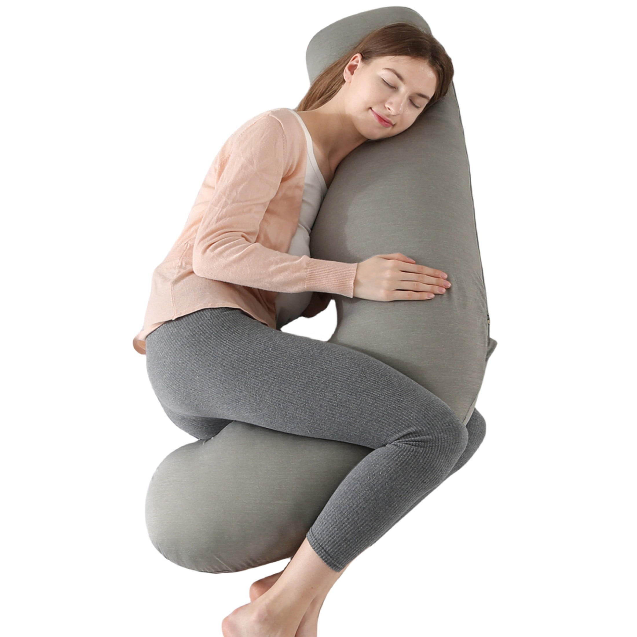 BATTOP Pregnancy Pillow,Maternity Body Pillows for Pregnancy with Cooling Cover,Support for Back,Legs,Belly,Hips,Black Grey