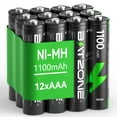 BATZONE 12 Pack Rechargeable AAA Batteries,1100mAh High Capacity NiMH