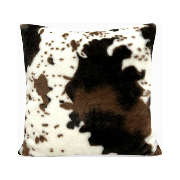 BAUAY Plush Decorative Pillow 20" x 20" Farmhouse Brown Black and White Faux Fur