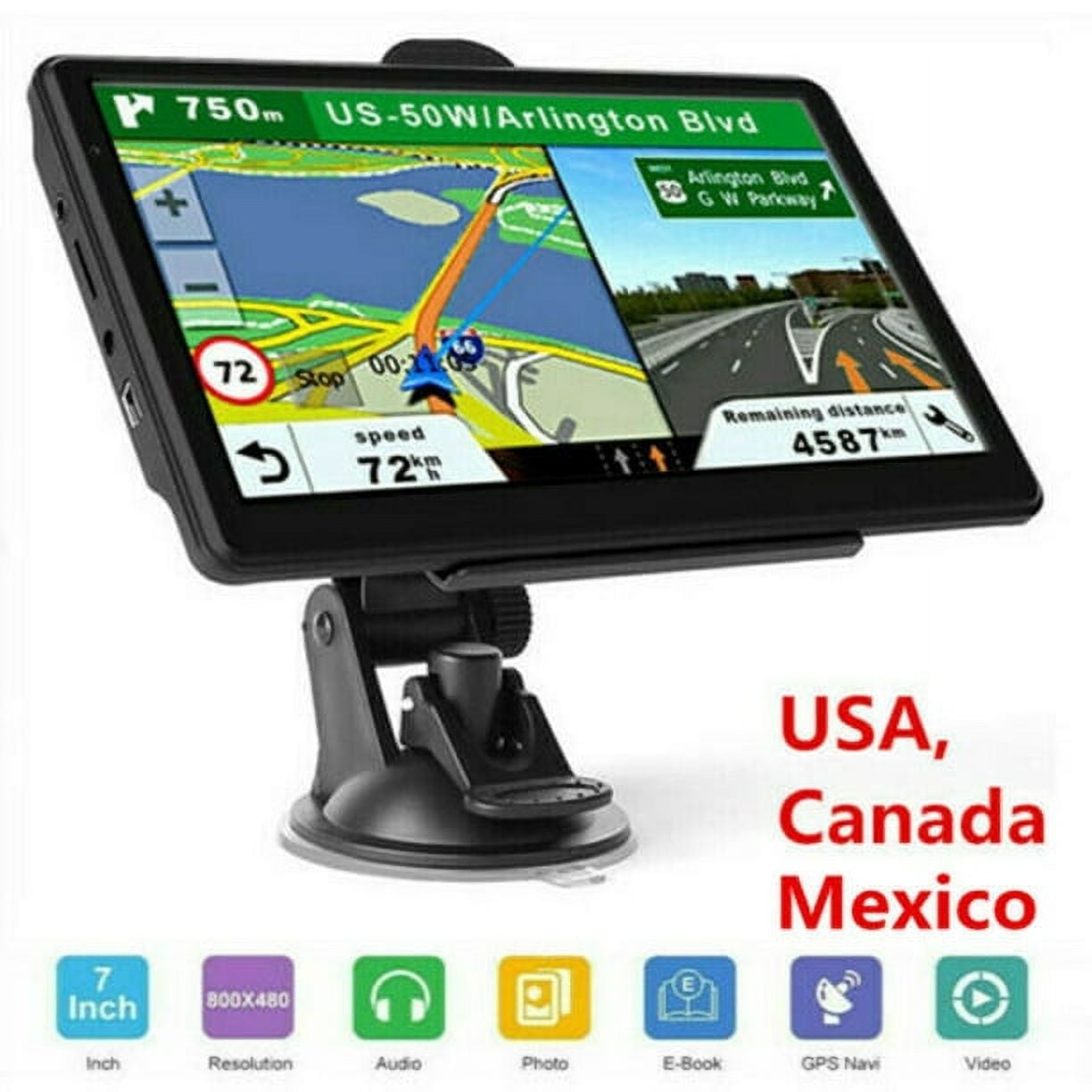 BAUAY Sensitive Touch Screen 7" Navigation GPS Device with MINI USB cable