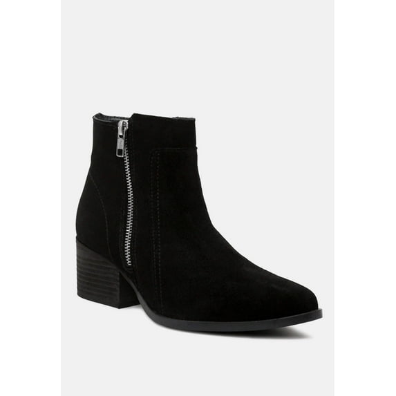 BAUENA Black Ankle Boots with Zip Closure