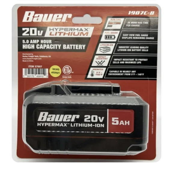 BAUER 20V 5 Ah High-Capacity Lithium-Ion Battery