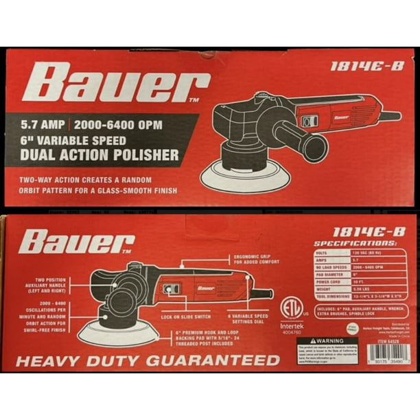BAUER 5.7 Amp 6 in. ShortThrow Random Orbit DA Polisher/Sander