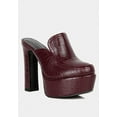 thumbnail image 1 of BAUHAUS Burgundy Croc Pattern Heeled Platform Mules, 1 of 6