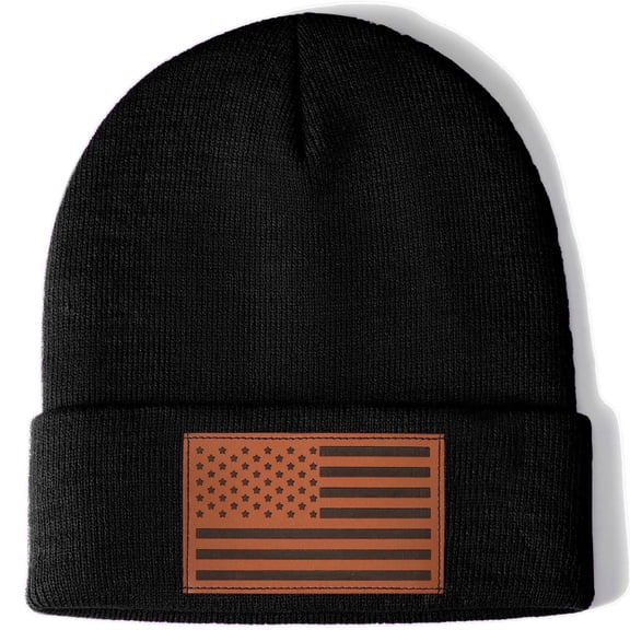 BAVACE Black American Flag Beanie Hat for Men Women USA Thick Knitted Cuffed Skull Cap Winter Stuff Accessories Birthday Valentines Day Decoration Gifts Boyfriend Girlfriend Husband Wife Ideas