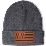 BAVACE Grey American Flag Beanie Hat for Men Women USA Thick Knitted Cuffed Skull Cap Winter Stuff Accessories Birthday Valentines Day Decoration Gifts Boyfriend Girlfriend Husband Wife Ideas