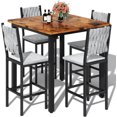 thumbnail image 1 of BAXLUXE 5-Piece Dining Set, 4-Person Kitchen Dining Table Set, Kitchen Dining Table with 4 Velvet-Upholstered Chairs, Suitable for Kitchens, Dining Rooms, Apartments, and Breakfast Nooks, Brown/Gray, 1 of 8