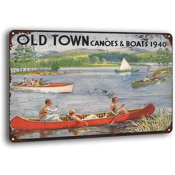 BAYABU 1940 Old Town Canoes & Boats Vintage Metal Sign Wall Decoration Garage Shop bar Living Room Wall Art tin Sign 8 x 12 inches