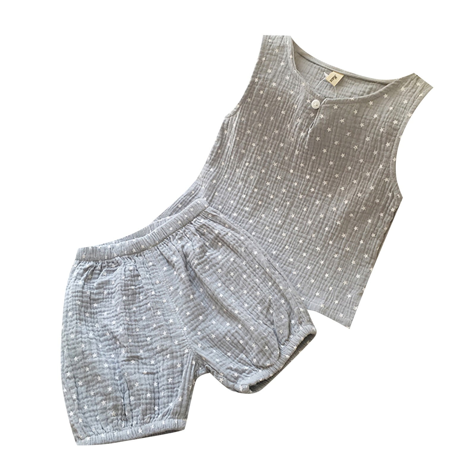BAYAIXZ 4 Year Old Boy Clothes Toddler Baby Clothes Summer Outfit Sleeveless Geometric Pattern Two Piece Set for 6 Months To 5 Years 3T Boy Clothes (Grey,120)