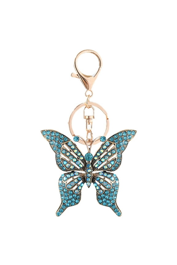 Butterfly Crystal Rhinestone Keychain for Women Girlfriend Gifts Valentine's Day Car Key Ring Handbag Gift Bag Key Chain Butterfly Pendant (B,One Size)